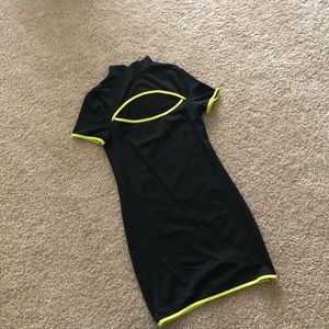 Little Black Dress With Cutout and Neon Detail